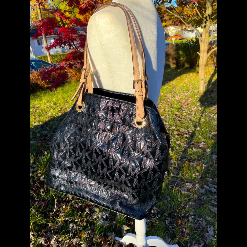 Michael Michael Kors Monogram Pattern Embossed Gr… - image 1